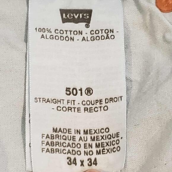 Levis 501 Jeans Mens 34x35 Blue Denim Button Fly Straight Medium Wash XX - Picture 13 of 15